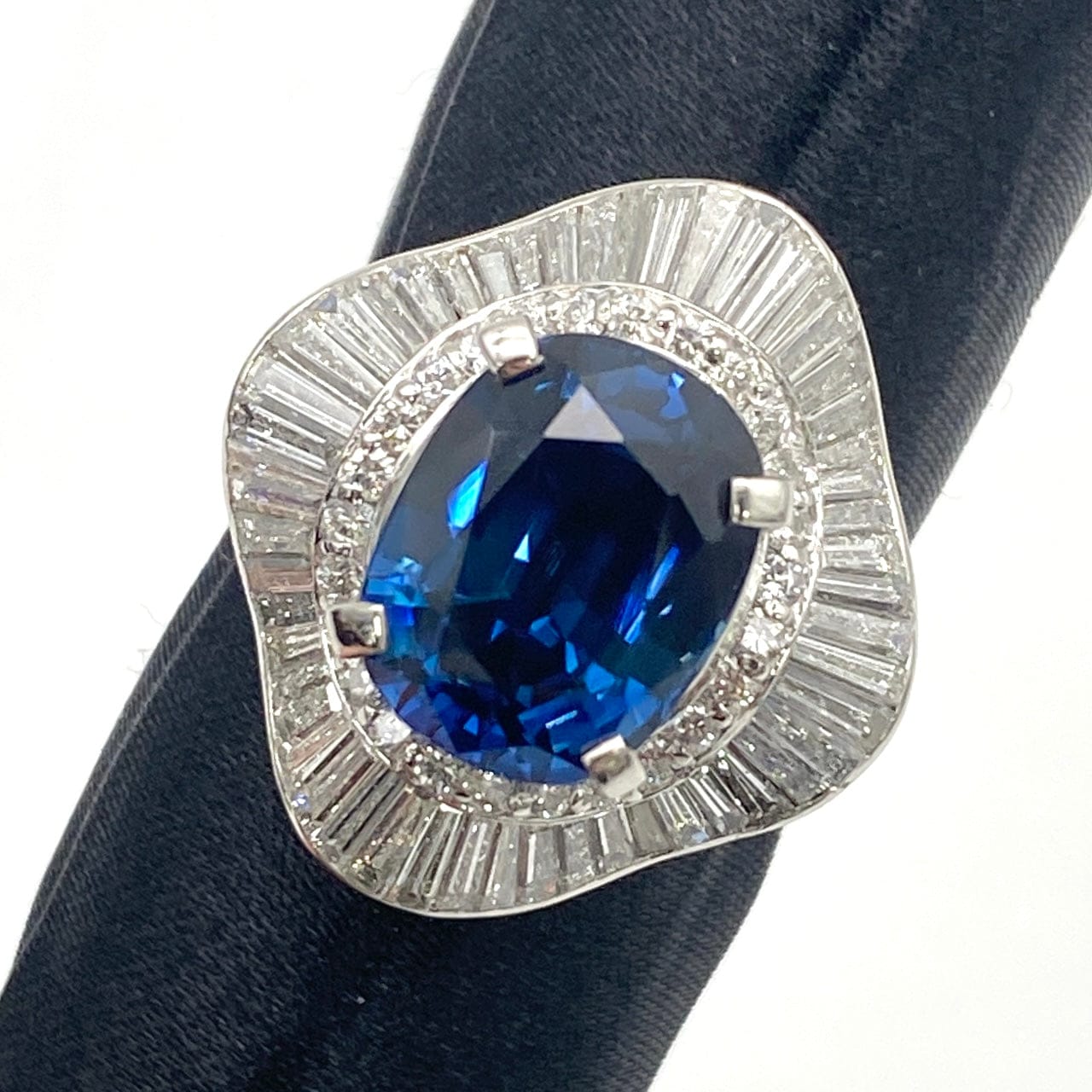 Luxury Promise Japan Pt900 Sapphire Ring S5.628 D1.88 GRJ Sorting 15.6g US6.5 53137