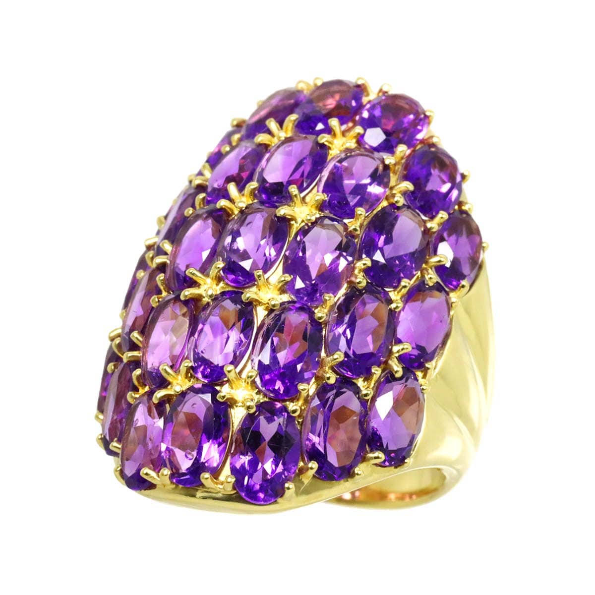 Luxury Promise Japan Ring size 13 Amethyst 10.70ct K18 YG Yellow Gold 750 Ring [Certificate of Authenticity Included] Amethyst Ring 90287861