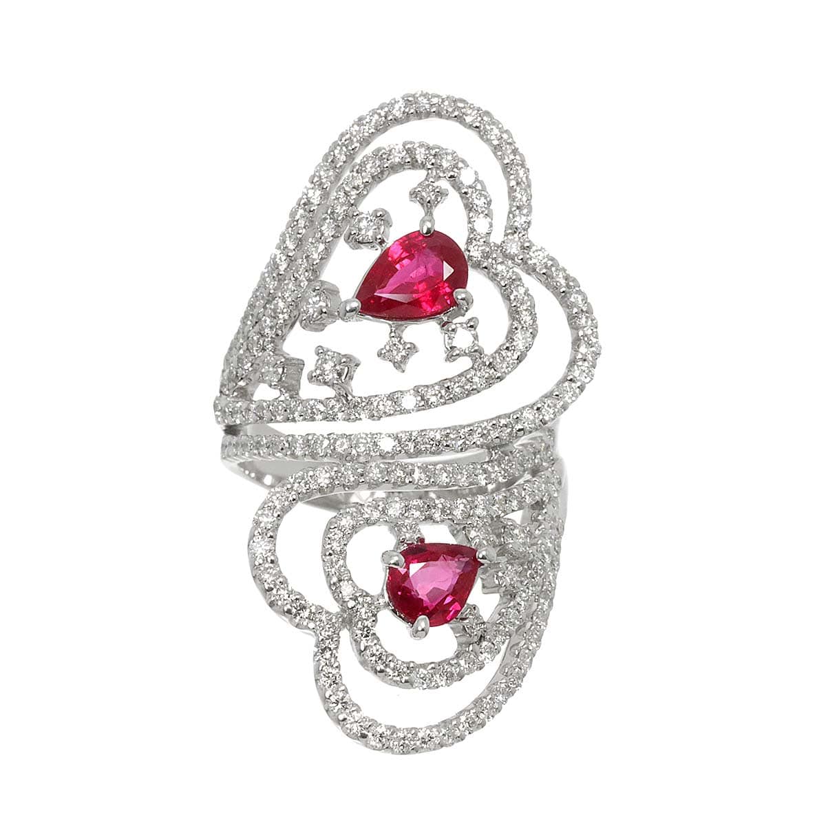 Luxury Promise Japan Ring size 14.5 Ruby 1.38ct Diamond 1.90ct K18 WG White Gold 750 Ruby Ring 90274813