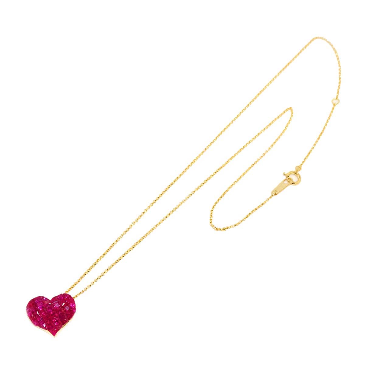 Luxury Promise Japan Ruby 1.26ct Necklace 39.5cm K18 YG Yellow Gold 750 Ruby Necklace 90318585