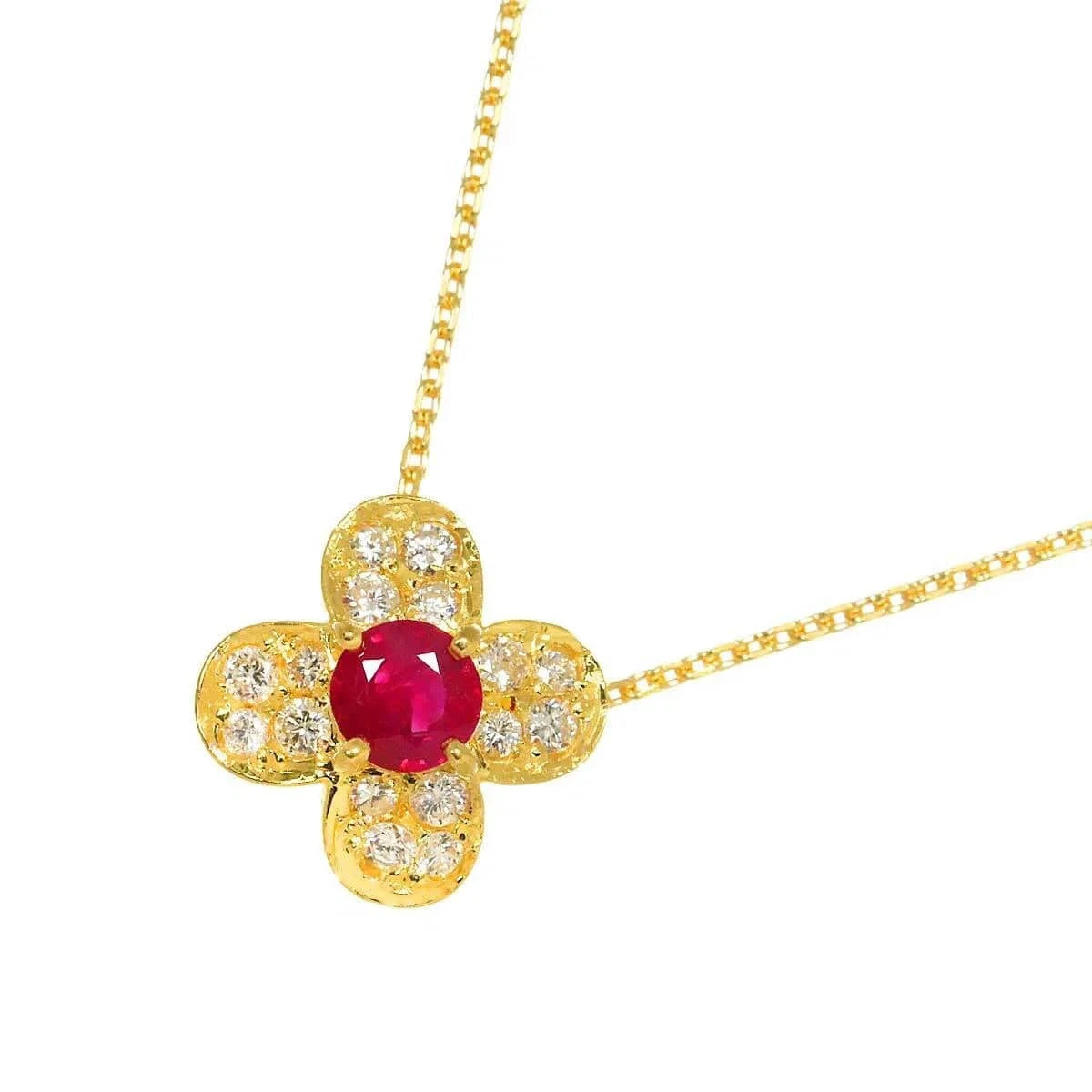 Luxury Promise Japan Ruby Diamond 0.37ct Necklace 18K 18K Yellow Gold 750 90280449