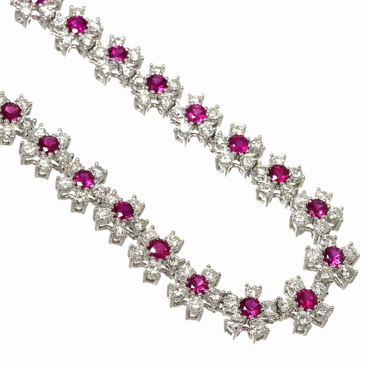 Luxury Promise Japan Ruby Necklace 90298414, 42.5cm, 7.54ct ruby and 9.60ct diamond, 18K white gold (750)