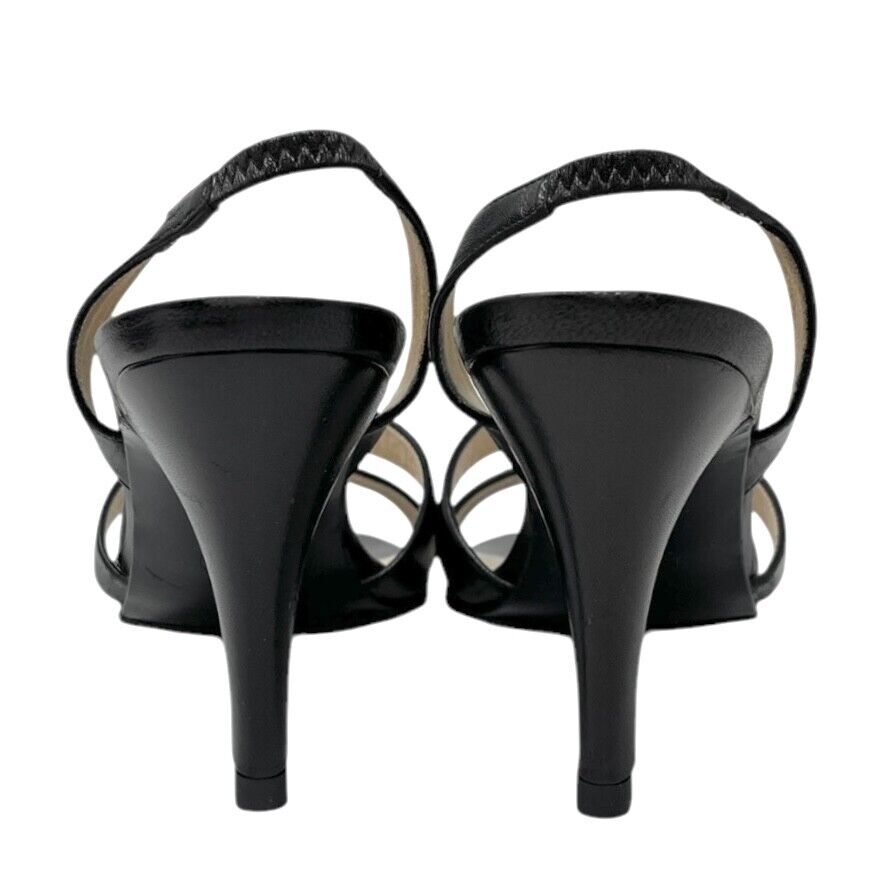 Luxury Promise Japan CHANEL Vintage 98P CC Logo Heels Mules Sandals #36.5-37 Black Gold Leather