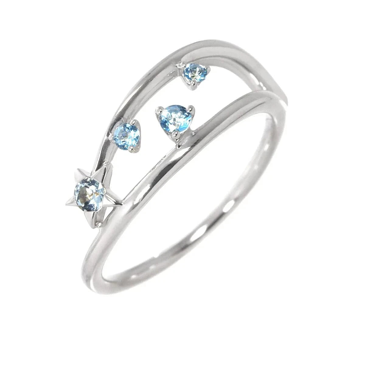 Luxury Promise Japan Star Jewelry Blue Topaz Ring, 10K White Gold, 416mm, Size 3.75 (US), 90279410