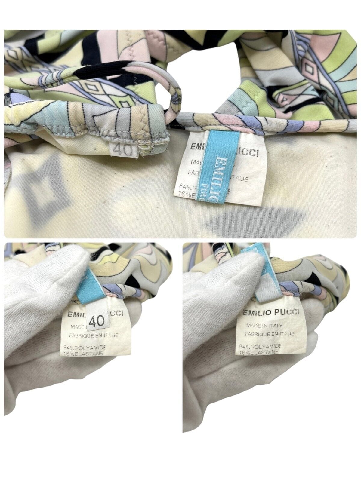 Luxury Promise Japan EMILIO PUCCI Vintage Swimwear Bikini Set #40 Tie Green Multicolor Polyamide