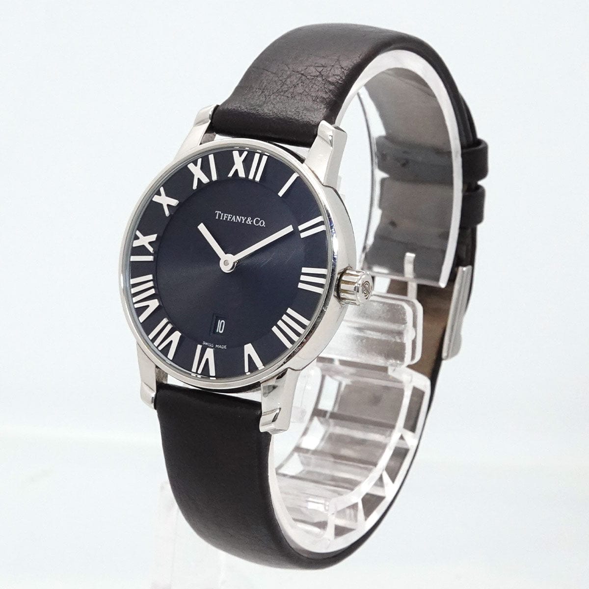 Luxury Promise Japan TIFFANY&Co. Atlas Dome Z1830 11 10A10A52A Women's Watch, Date, Black Quartz Watch, Atlas Dome, Tiffany & Co. 90333222