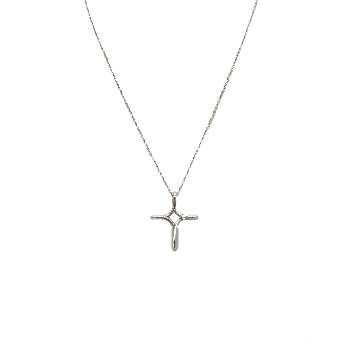 Luxury Promise Japan TIFFANY&CO. NECKLACE OPEN CROSS SILVER925 ACCESSORY 90292078