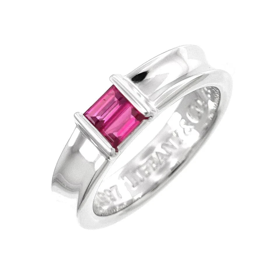 Luxury Promise Japan TIFFANY Co. Ruby Ring 18K White Gold 750 Size4-4.5(US) 90276483