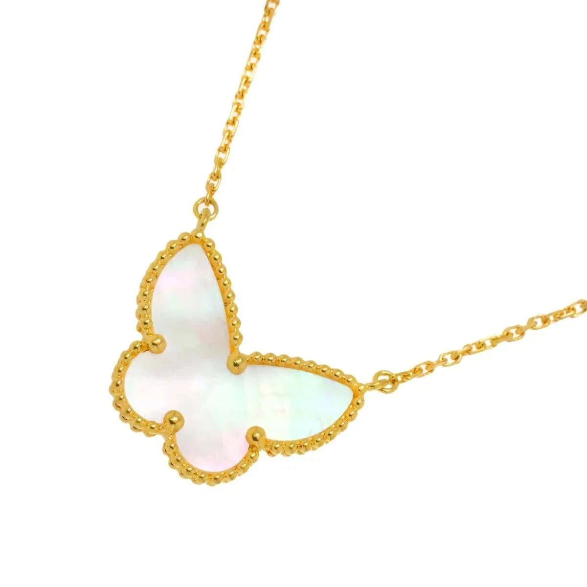 Luxury Promise Japan Van Cleef Arpels Lucky Alhambra Papillon MOP Necklace 18K YG 750 90278650