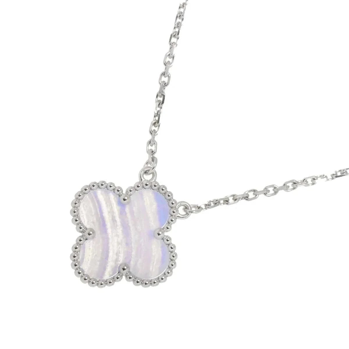 Luxury Promise Japan Van Cleef Arpels Vintage Alhambra chalcedony Necklace 18K WG 750 90276442