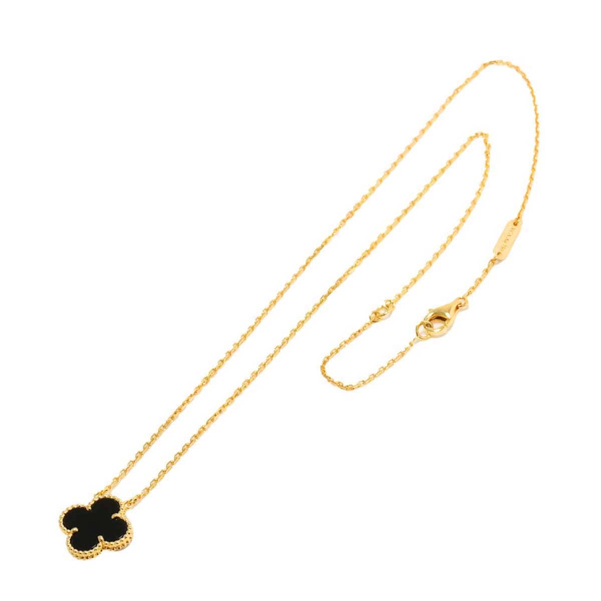 Luxury Promise Japan Van Cleef & Arpels Vintage Alhambra Onyx Necklace 42cm K18 YG 750 Vintage Alhambra [Certificate Included] Van Cleef & Arpels 90277579