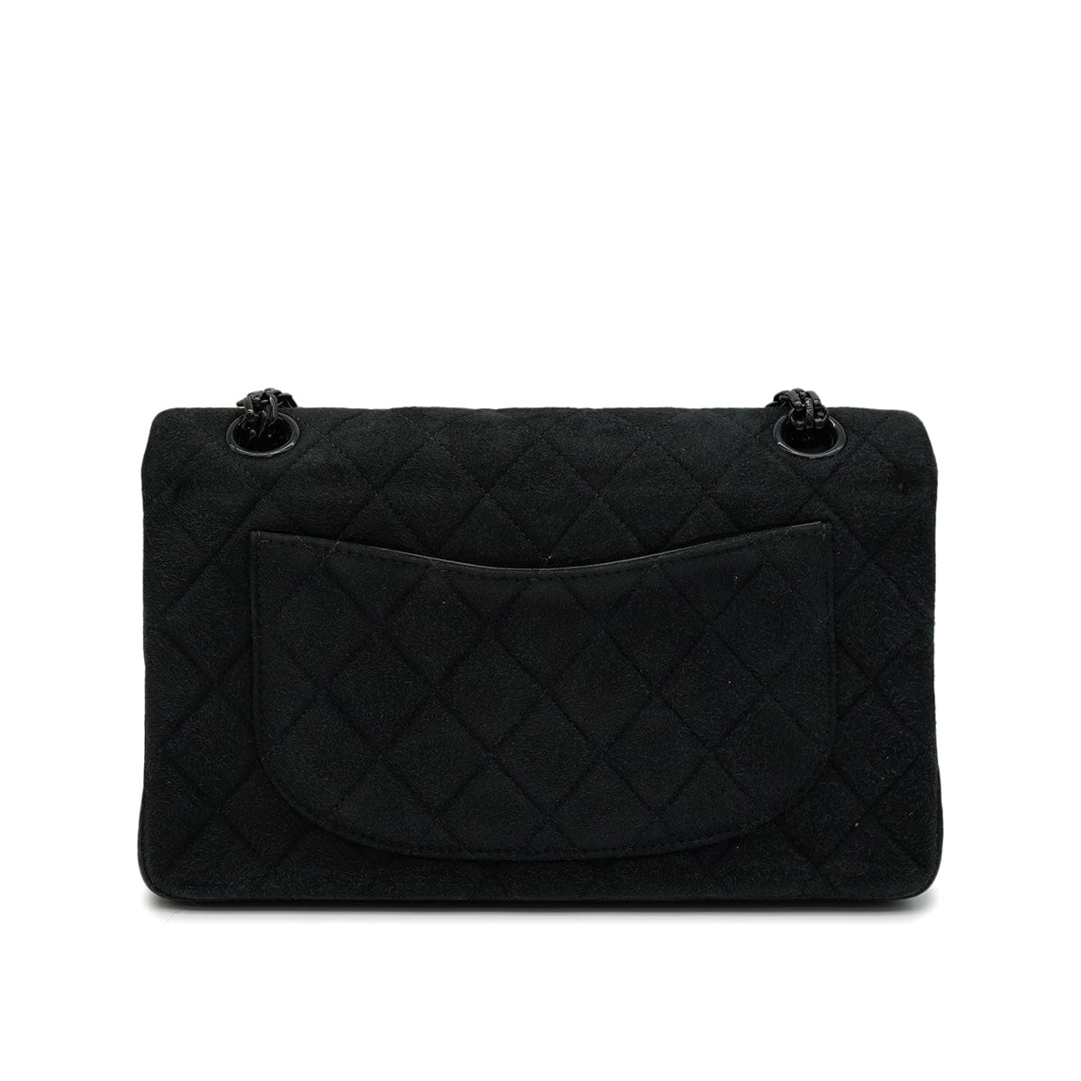 Luxury Promise Japan VINTAGE CHANEL 2.55 MATERASSE CHAIN SHOULDER BAG SO BLACK SUEDE BLACK HARDWARE 90346122