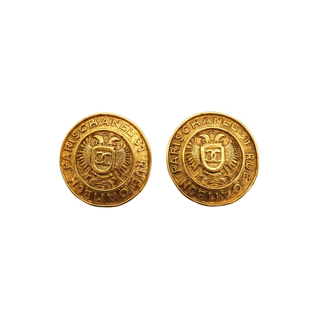 Luxury Promise Japan VINTAGE CHANEL 31 RUE CAMBON EARRINGS ROUND COCOMARK ACCESSORY 90335048