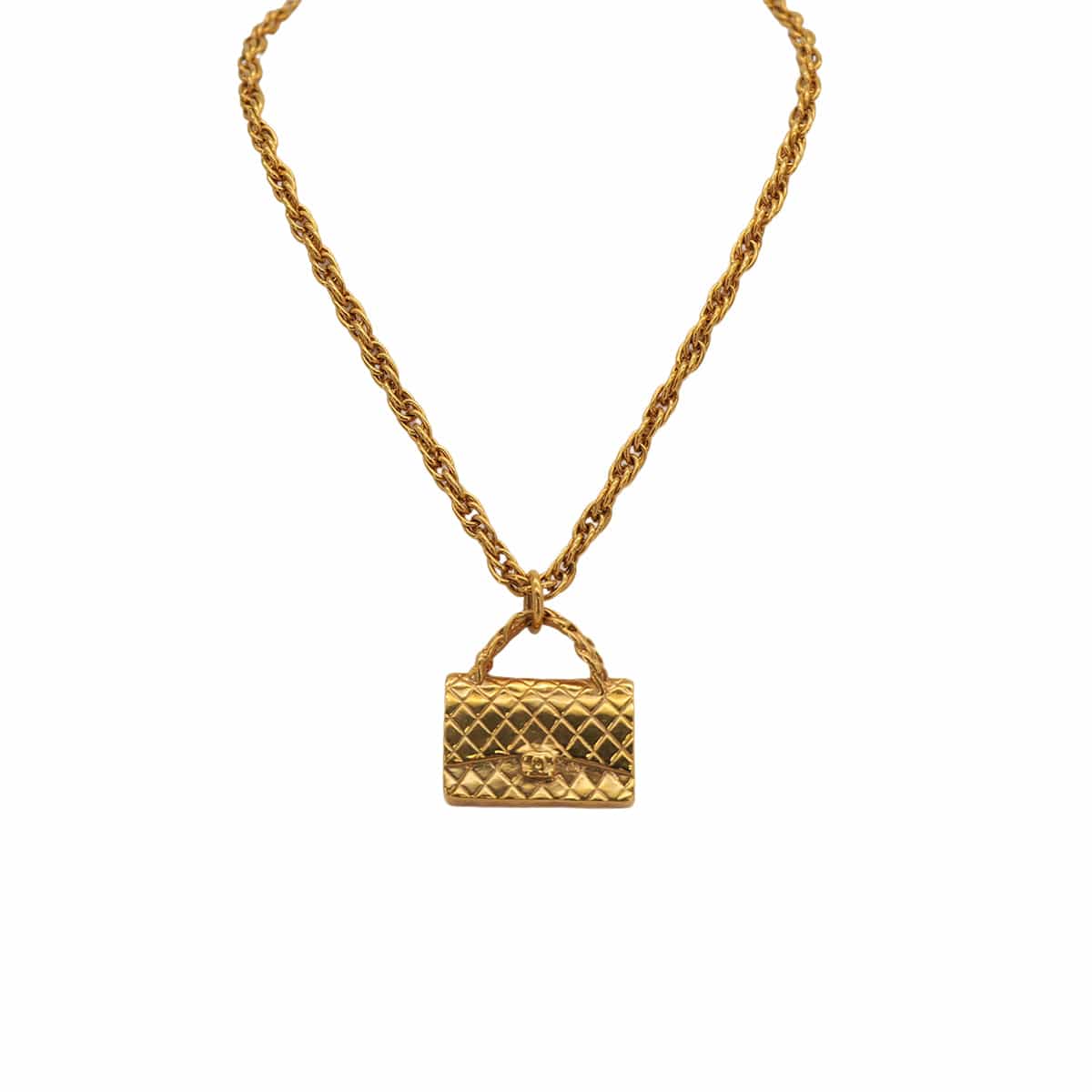 Luxury Promise Japan VINTAGE CHANEL BAG CHARM INSPIRED NECKLACE COCOMARK GOLD ACCESSORY 95P 90323149