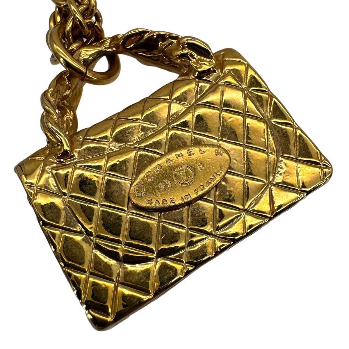 Luxury Promise Japan VINTAGE CHANEL BAG CHARM INSPIRED NECKLACE COCOMARK GOLD ACCESSORY 95P 90323149