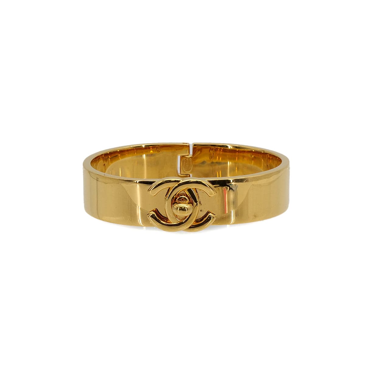 Luxury Promise Japan VINTAGE CHANEL BANGLE BRACELET TURN LOCK GOLD ACCESSORY 97A 90317195