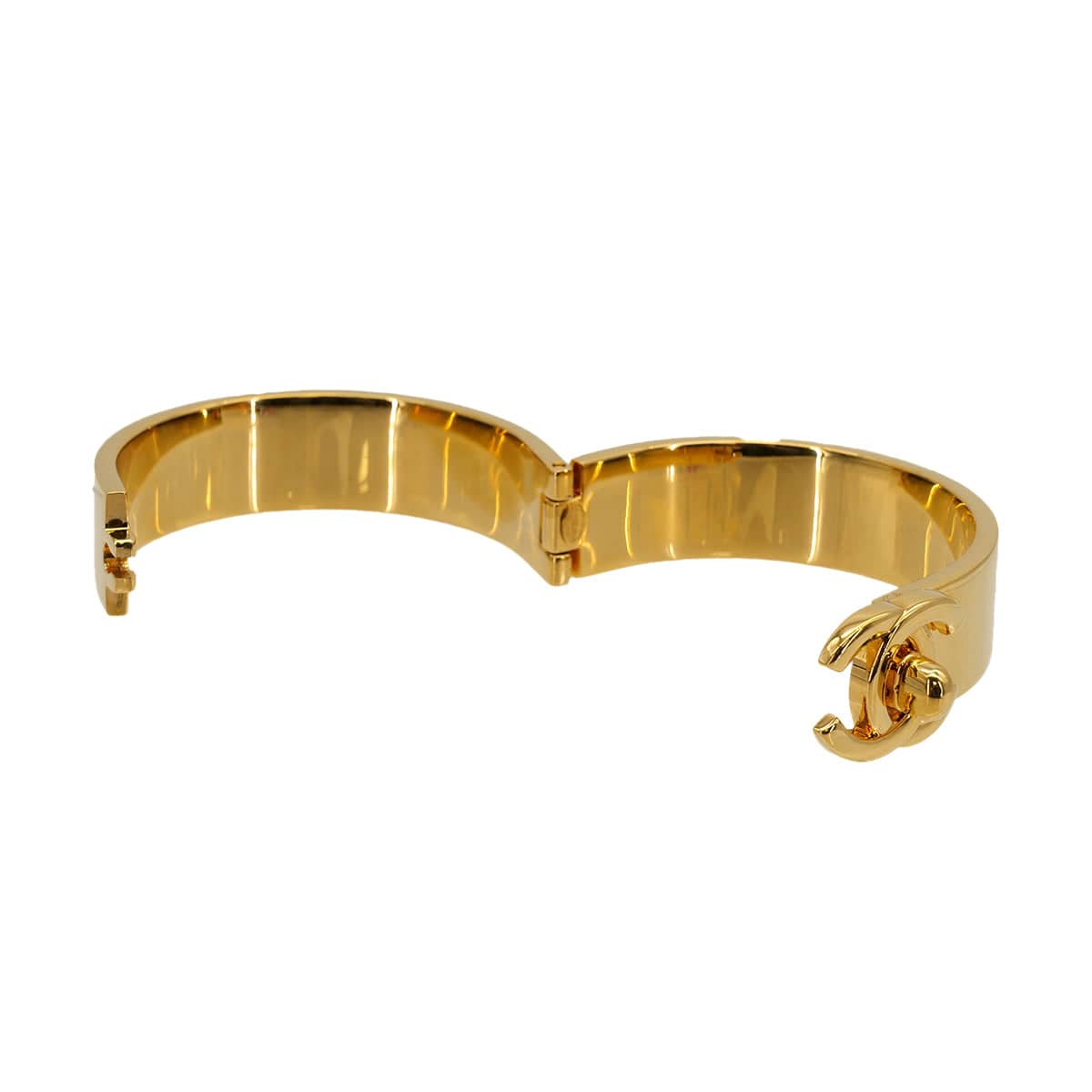 Luxury Promise Japan VINTAGE CHANEL BANGLE BRACELET TURN LOCK GOLD ACCESSORY 97A 90317195