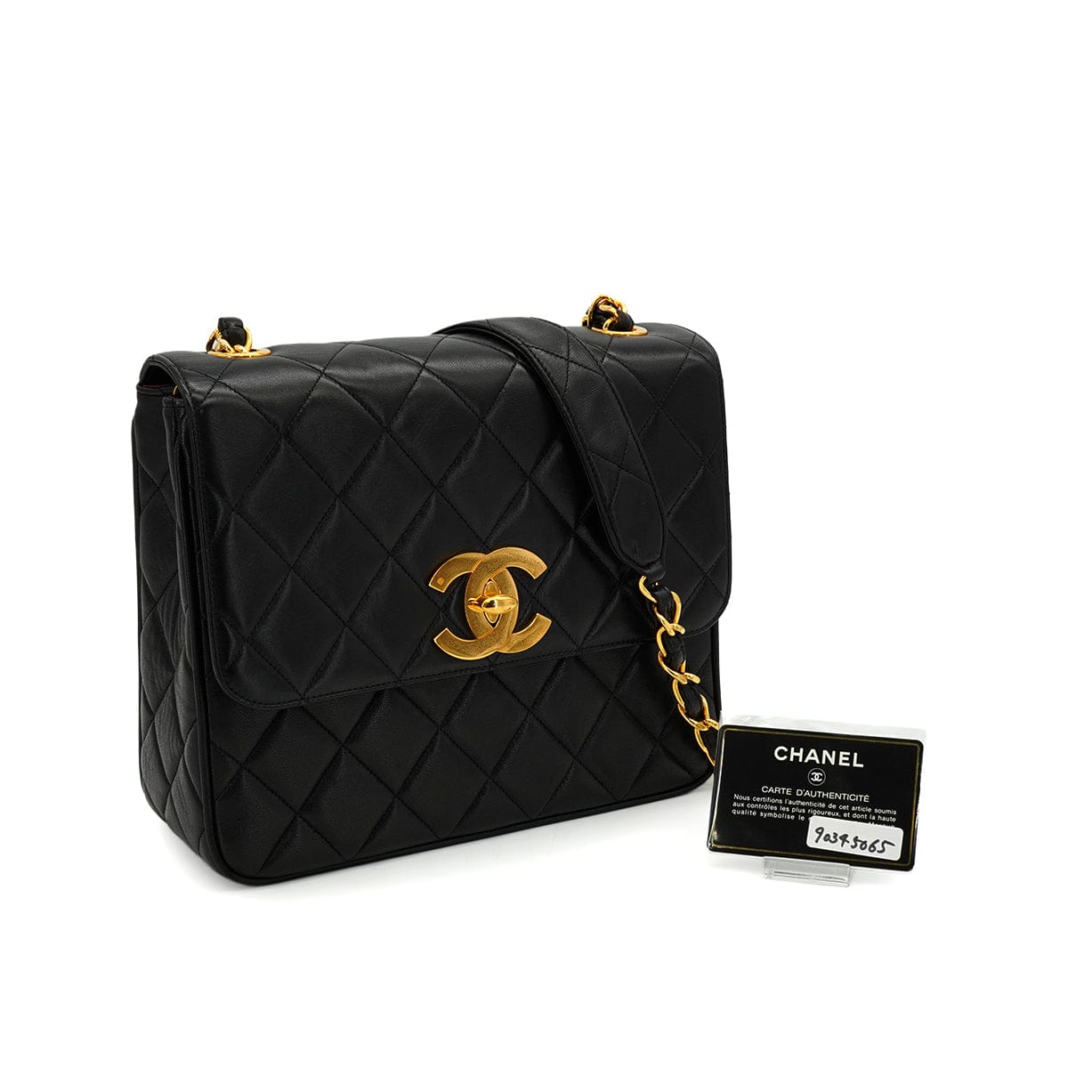 Luxury Promise Japan VINTAGE CHANEL BIC COCO CHAIN SHOULDER BAG BLACK LAMB SKIN GOLD HARDWARE 90345065