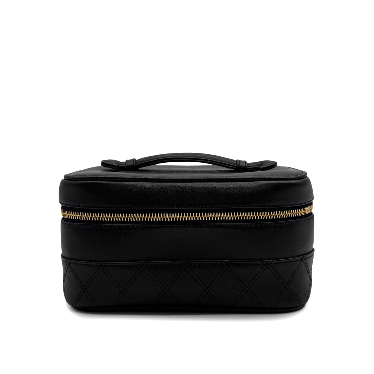 Luxury Promise Japan VINTAGE CHANEL BICOLORE VANITY HAND BAG BLACK LAMB SKIN 90316892