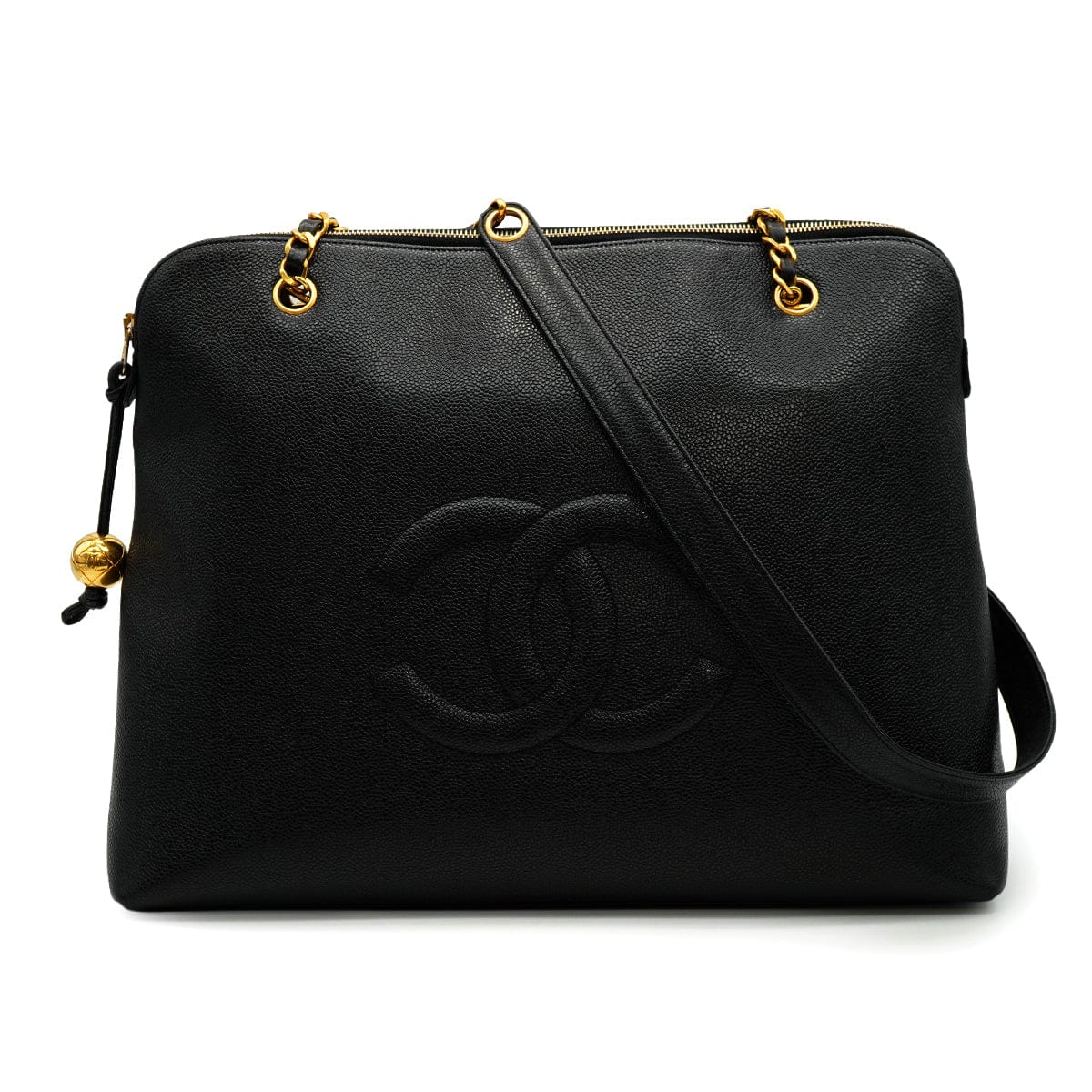 Luxury Promise Japan VINTAGE CHANEL BIG COCO CHAIN SHOULDER BAG BLACK CAVIAR SKIN GOLD HARDWARE 90335304