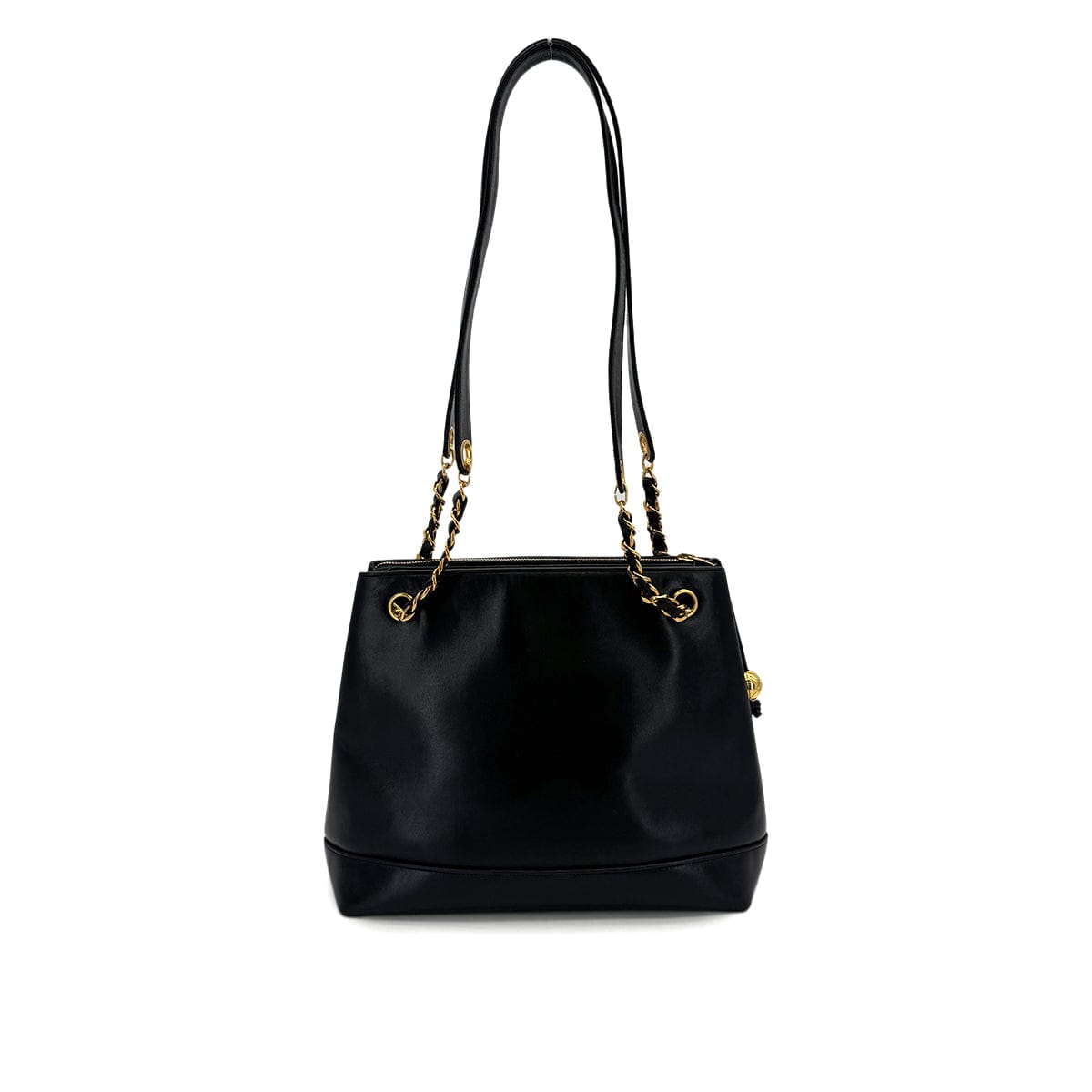 Luxury Promise Japan VINTAGE CHANEL BIG COCO CHAIN SHOULDER BAG BLACK LAMB SKIN GOLD HARDWARE 90317910