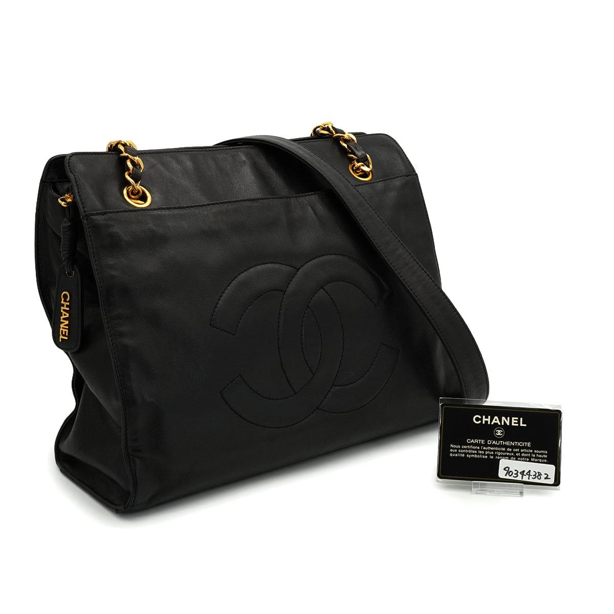 Luxury Promise Japan VINTAGE CHANEL BIG COCO CHAIN SHOULDER BAG BLACK LAMB SKIN GOLD HARDWARE 90344382