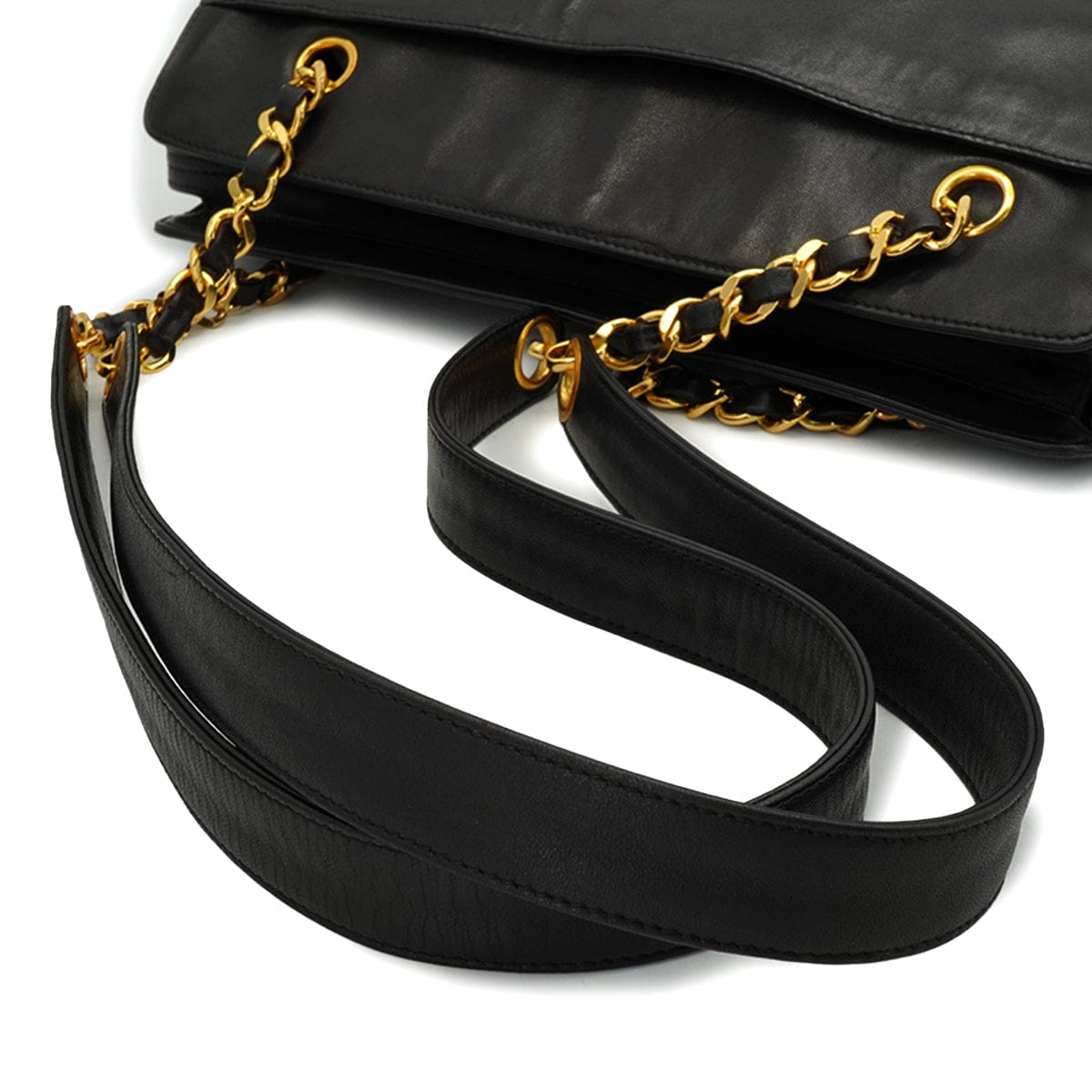 Luxury Promise Japan VINTAGE CHANEL BIG COCO CHAIN SHOULDER BAG BLACK LAMB SKIN GOLD HARDWARE 90344382