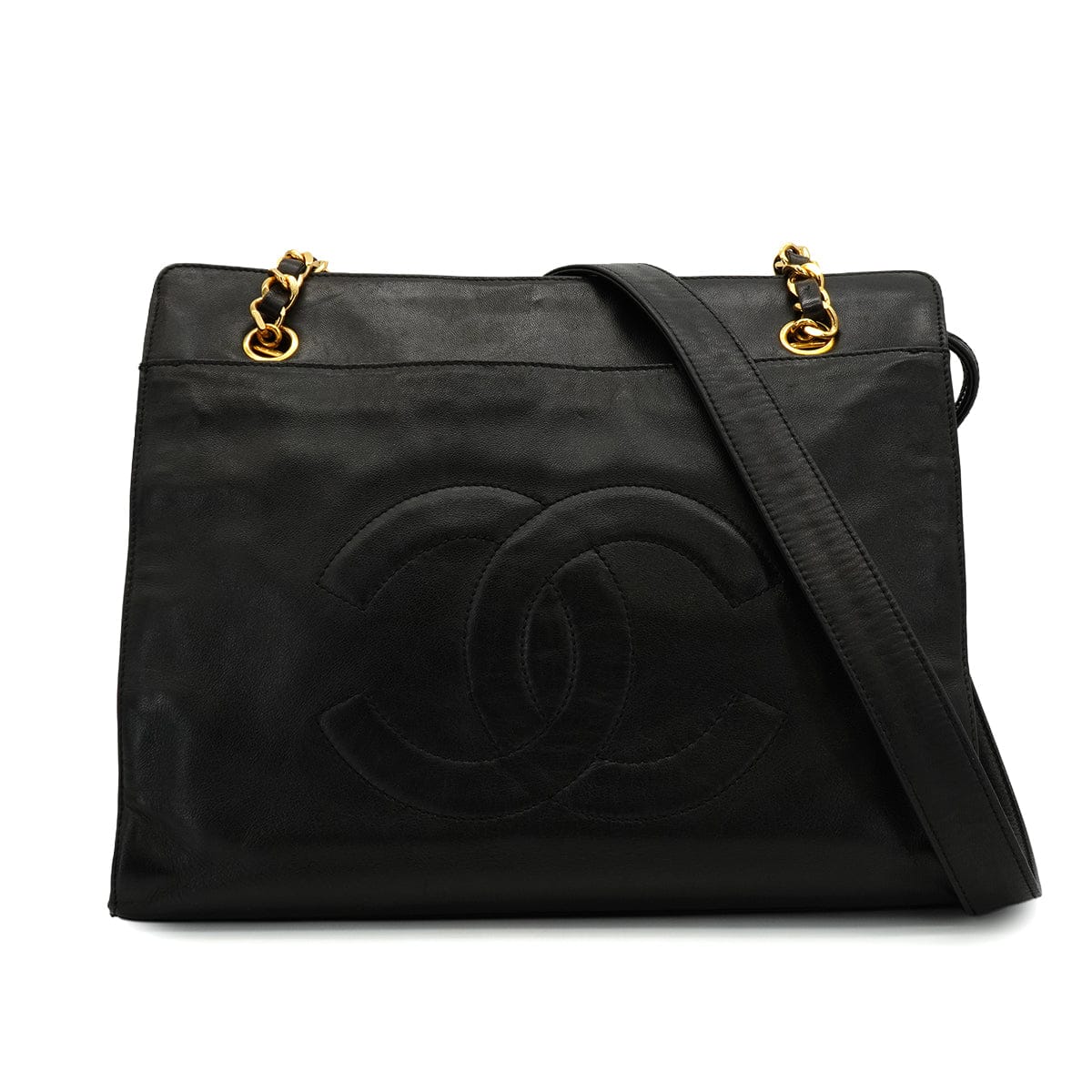 Luxury Promise Japan VINTAGE CHANEL BIG COCO CHAIN SHOULDER BAG BLACK LAMB SKIN GOLD HARDWARE 90344382