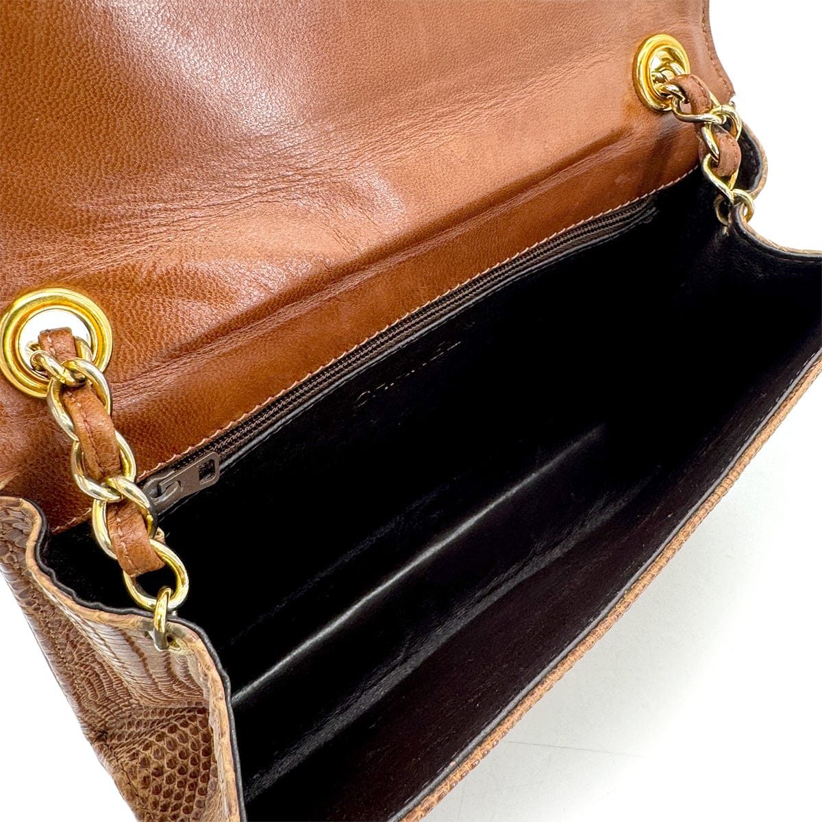 luxury promise japan VINTAGE CHANEL BIG COCO CHAIN SHOULDER BAG BROWN LIZARD 90303482