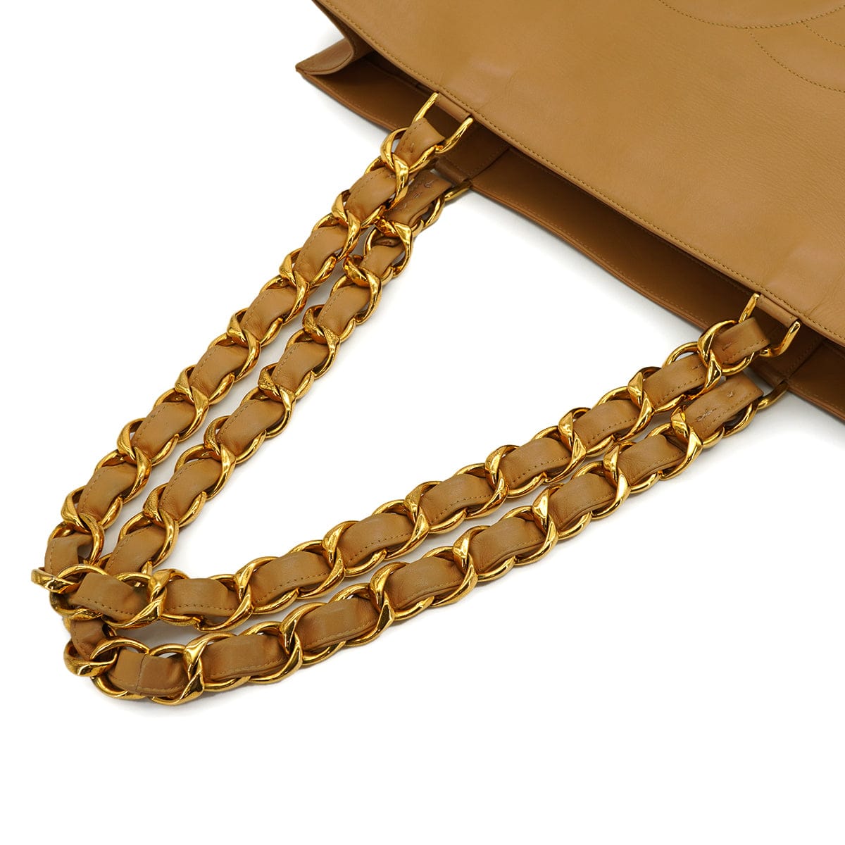 Luxury Promise Japan VINTAGE CHANEL BIG COCO CHAIN TOTE BAG BEIGE LEATHER GOLD HARDWARE 90335291