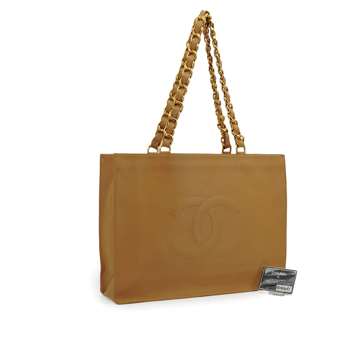 Luxury Promise Japan VINTAGE CHANEL BIG COCO CHAIN TOTE BAG BEIGE LEATHER GOLD HARDWARE 90335291