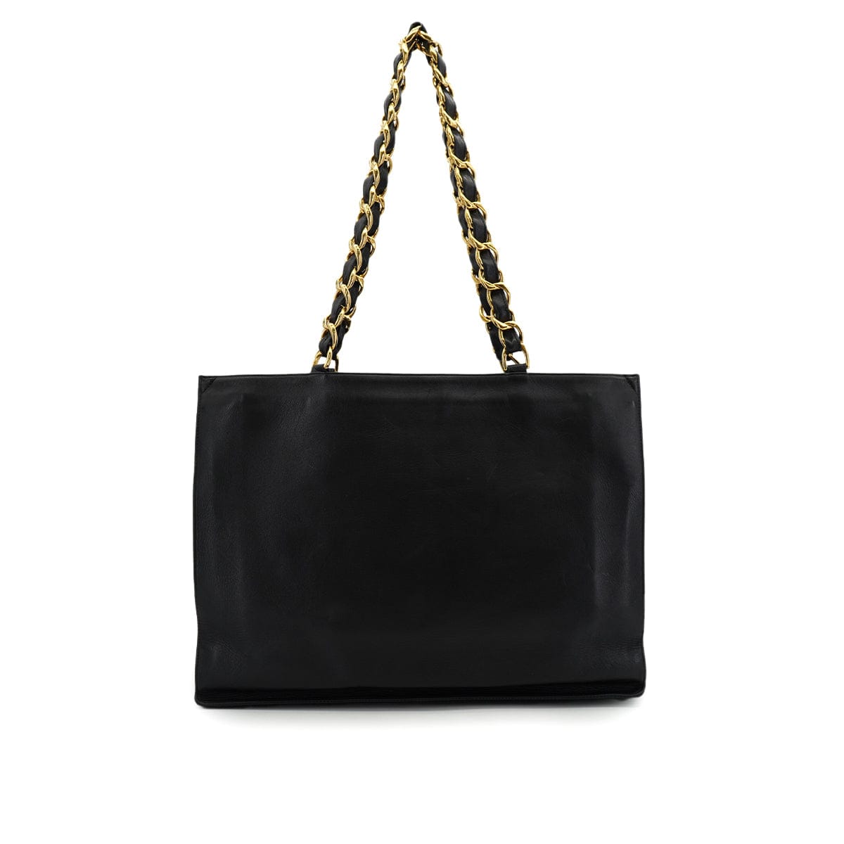 Luxury Promise Japan VINTAGE CHANEL BIG COCO CHAIN TOTE BAG BLACK LEATHER GOLD HARDWARE 90324748