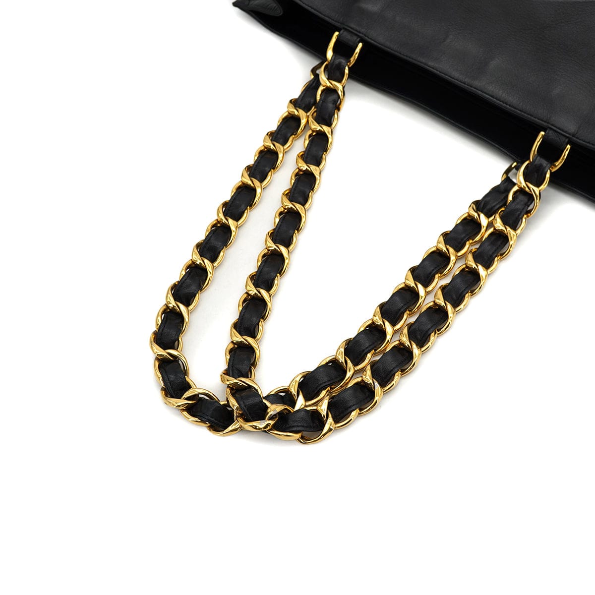 Luxury Promise Japan VINTAGE CHANEL BIG COCO CHAIN TOTE BAG BLACK LEATHER GOLD HARDWARE 90324748