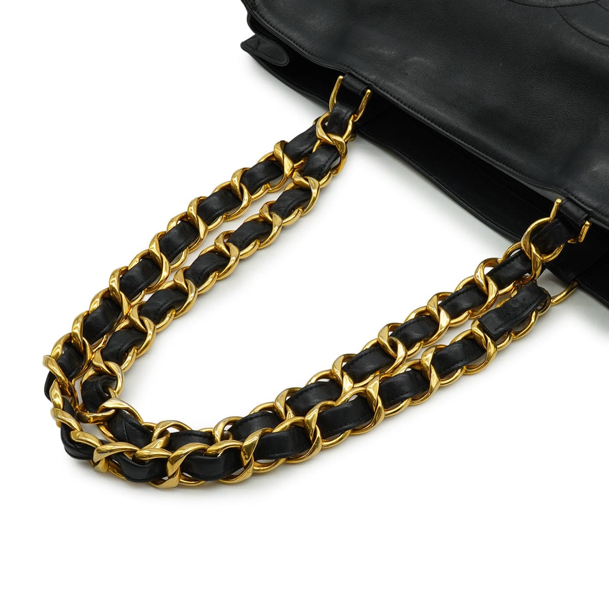 Luxury Promise Japan VINTAGE CHANEL BIG COCO CHAIN TOTE BAG BLACK LEATHER GOLD HARDWARE 90333716
