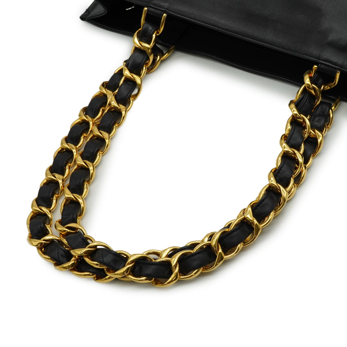 Luxury Promise Japan VINTAGE CHANEL BIG COCO CHAIN TOTE SHOULDER BAG BLACK LEATHER GOLD HARDWARE 90345505