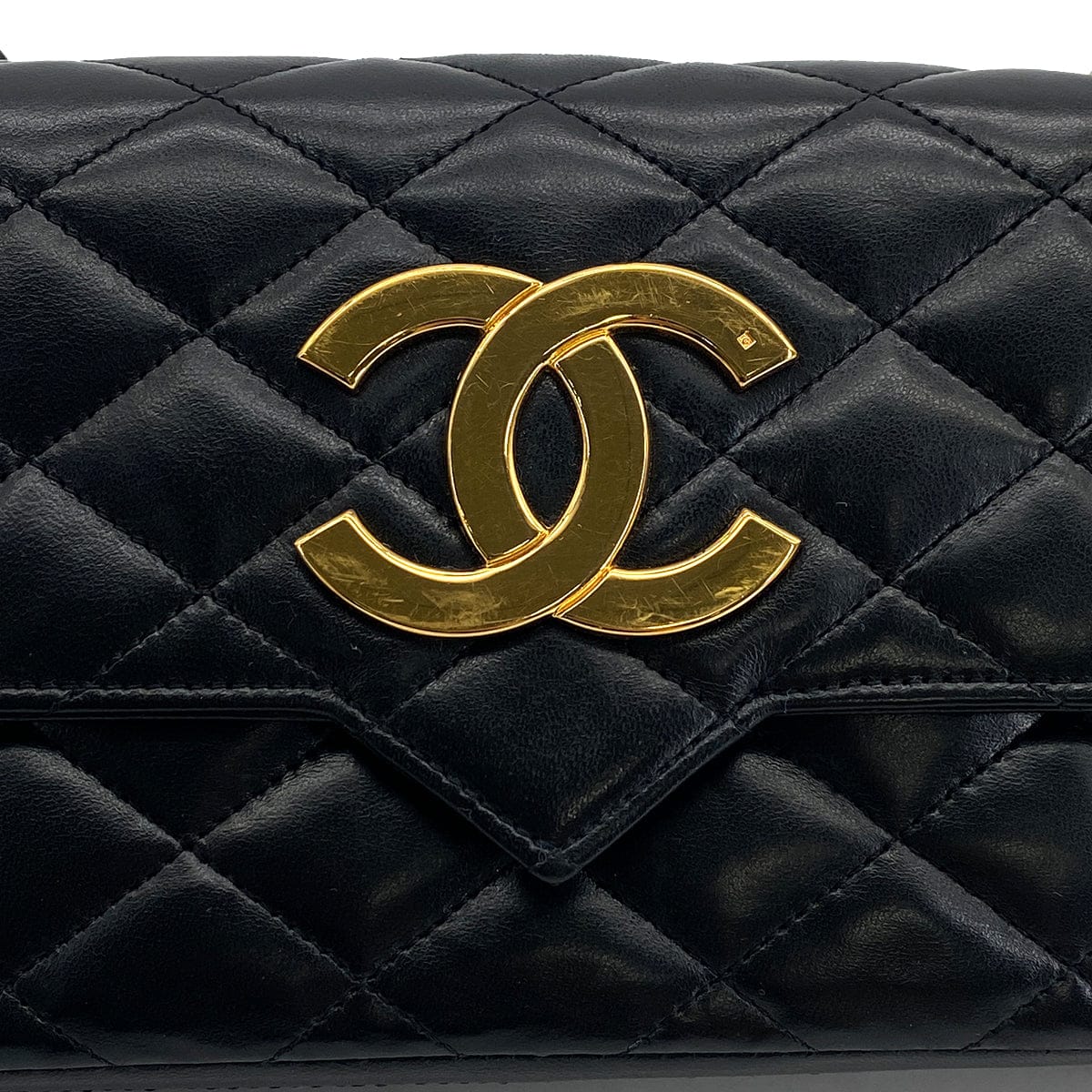 Luxury Promise Japan VINTAGE CHANEL BIG COCO MATELASSE CHAIN SHOULDER BAG BLACK LAMB SKIN GOLD HARDWARE 90315874