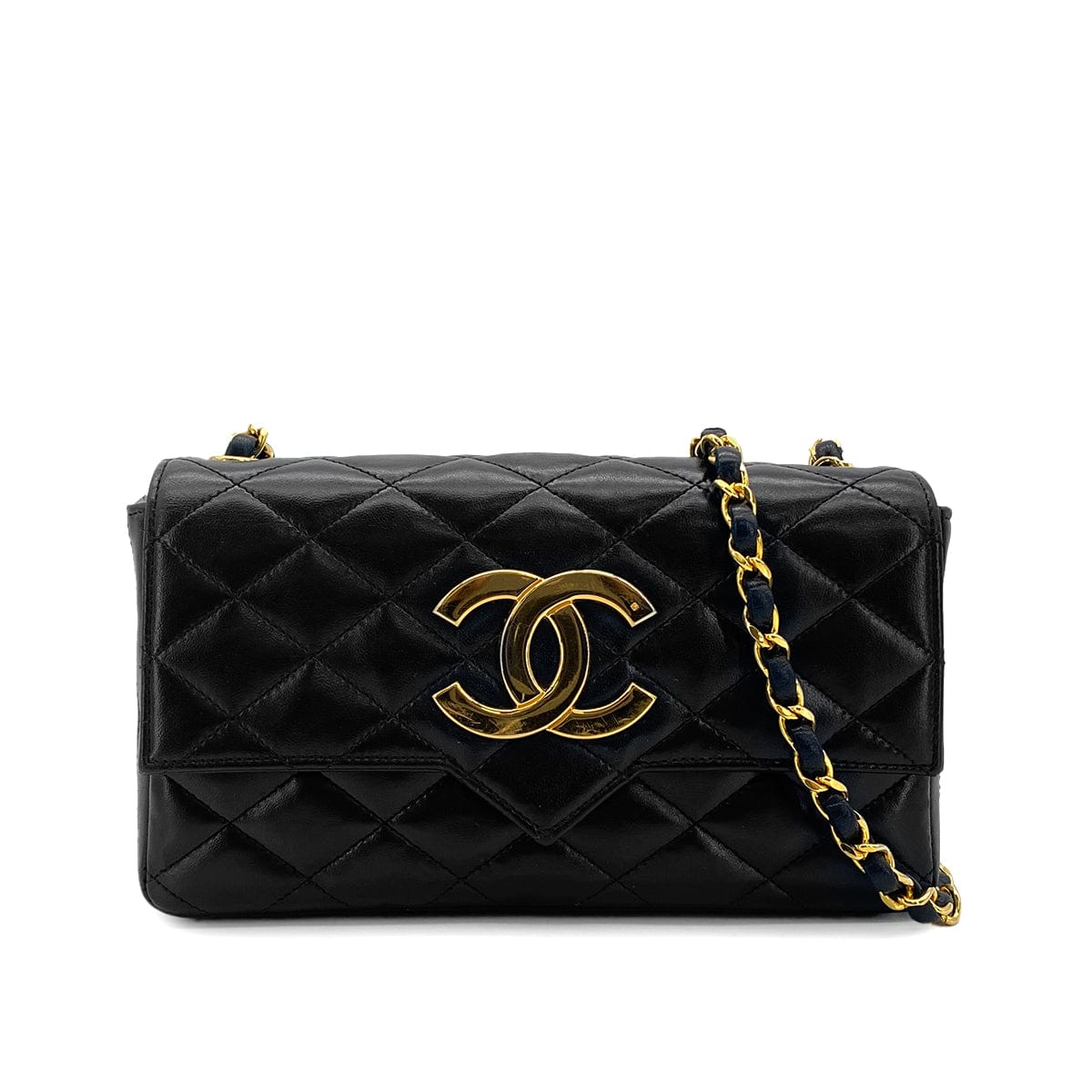 Luxury Promise Japan VINTAGE CHANEL BIG COCO MATELASSE CHAIN SHOULDER BAG BLACK LAMB SKIN GOLD HARDWARE 90315874