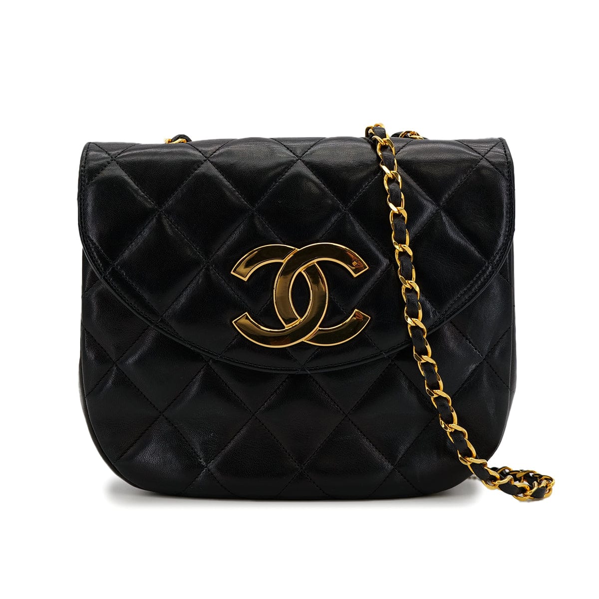 Luxury Promise Japan VINTAGE CHANEL BIG COCO MATELASSE CHAIN SHOULDER BAG BLACK LAMB SKIN GOLD HARDWARE 90324132