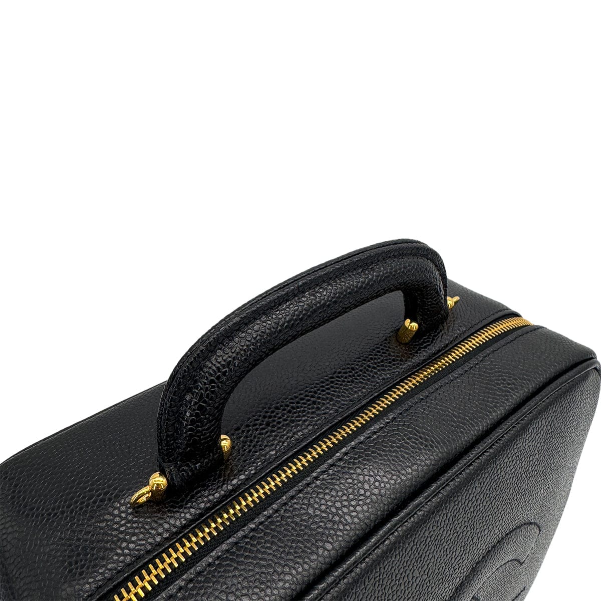Luxury Promise Japan VINTAGE CHANEL BIG COCO VANITY HAND SHOULDER BAG BLACK CAVIAR SKIN GOLD HARDWARE 90315875