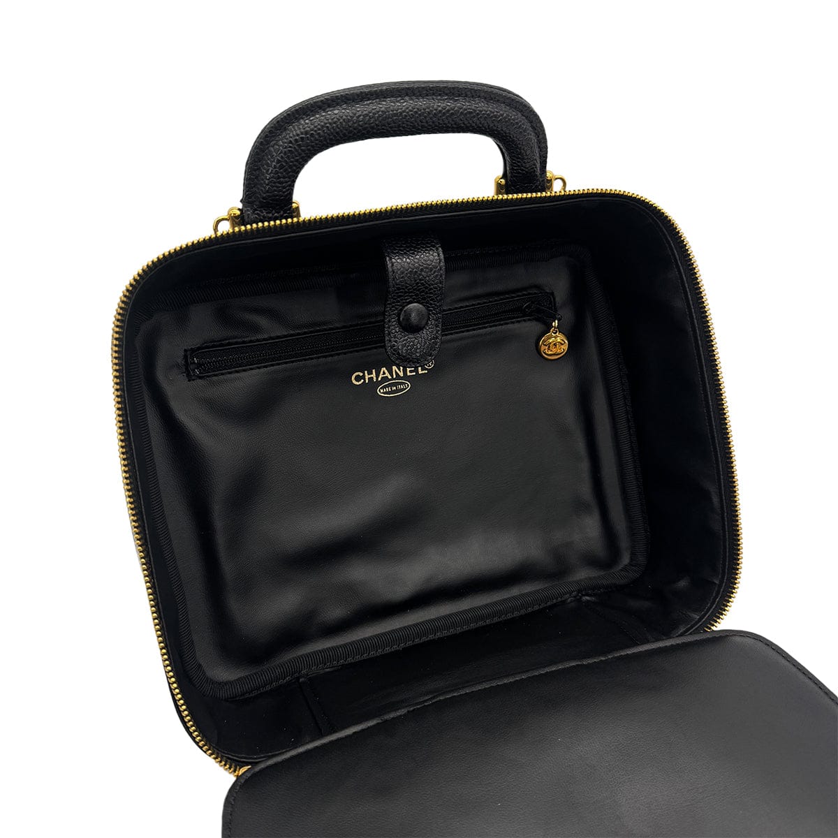 Luxury Promise Japan VINTAGE CHANEL BIG COCO VANITY HAND SHOULDER BAG BLACK CAVIAR SKIN GOLD HARDWARE 90315875