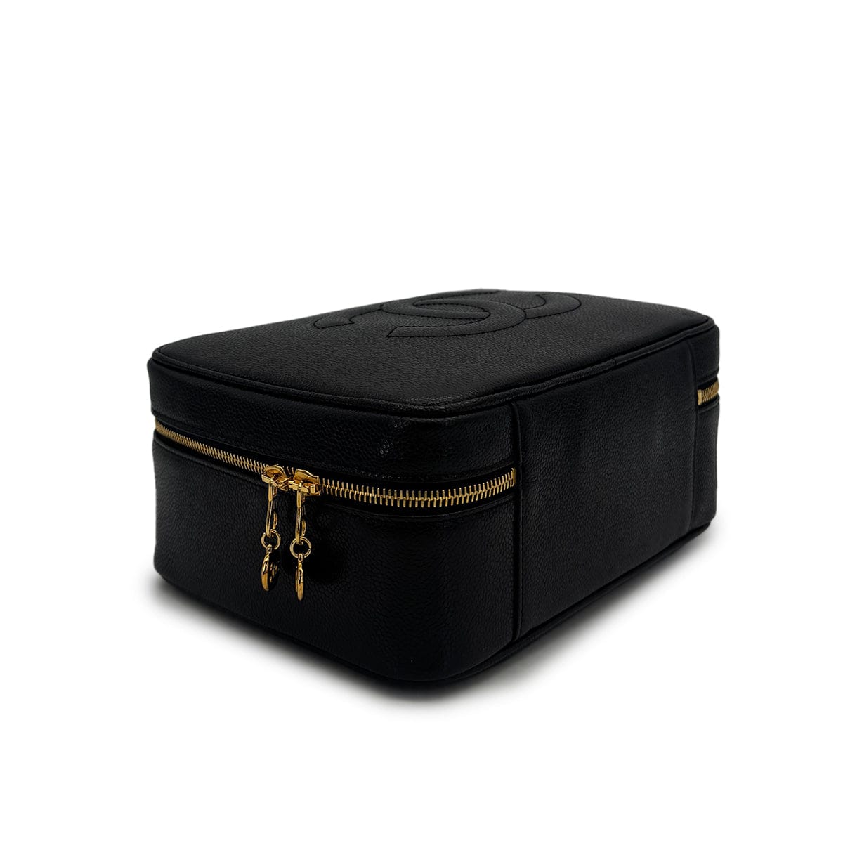 Luxury Promise Japan VINTAGE CHANEL BIG COCO VANITY HAND SHOULDER BAG BLACK CAVIAR SKIN GOLD HARDWARE 90315875
