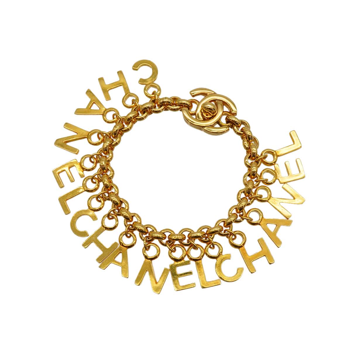 Luxury Promise Japan VINTAGE CHANEL BRACELET TURN LOCK LOGO GOLD ACCESSORY 96P 90340522