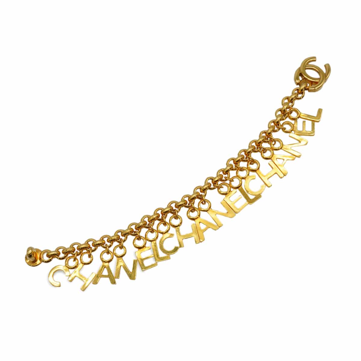 Luxury Promise Japan VINTAGE CHANEL BRACELET TURN LOCK LOGO GOLD ACCESSORY 96P 90340522