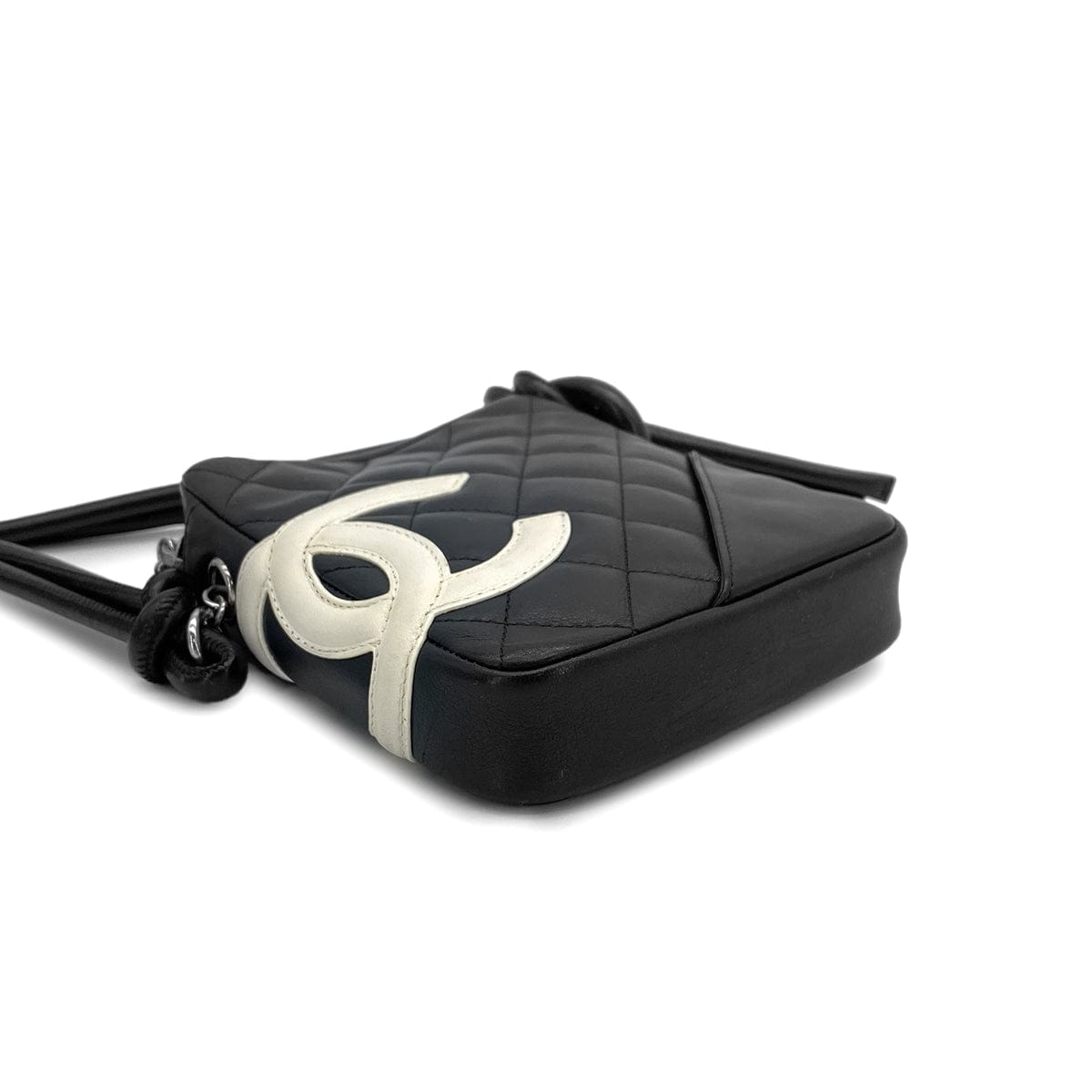 Luxury Promise Japan VINTAGE CHANEL CAMBON LINE SHOULDER BAG BLACK LEATHER SILVER HARDWARE 90311884