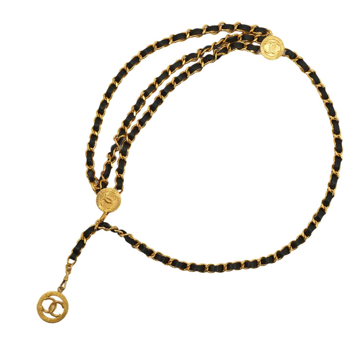 Luxury Promise Japan VINTAGE CHANEL CHAIN BELT COCOMARK LEATHER BLACK GOLD ACCESSORY 90321134