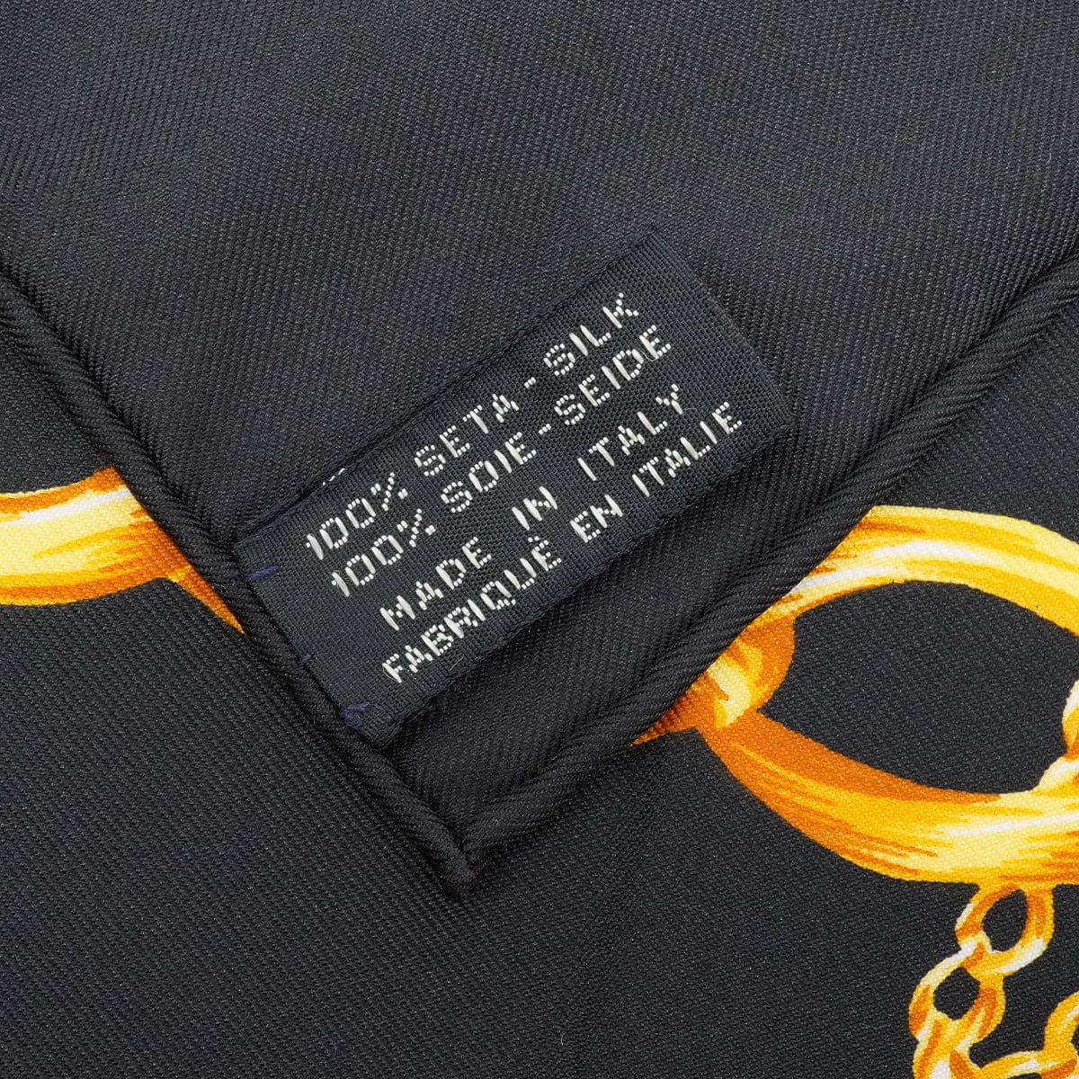 Luxury Promise Japan VINTAGE CHANEL CHAIN CAMELLIA PATTERN SCARF BLACK SILK 90345101