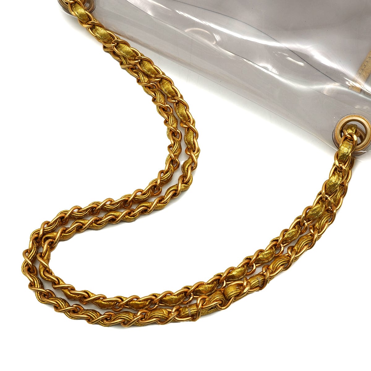 Luxury Promise Japan VINTAGE  CHANEL CHAIN SHOULDER BAG GOLD CLEAR VINYL LEATHER GOLD HARDWARE 90343016