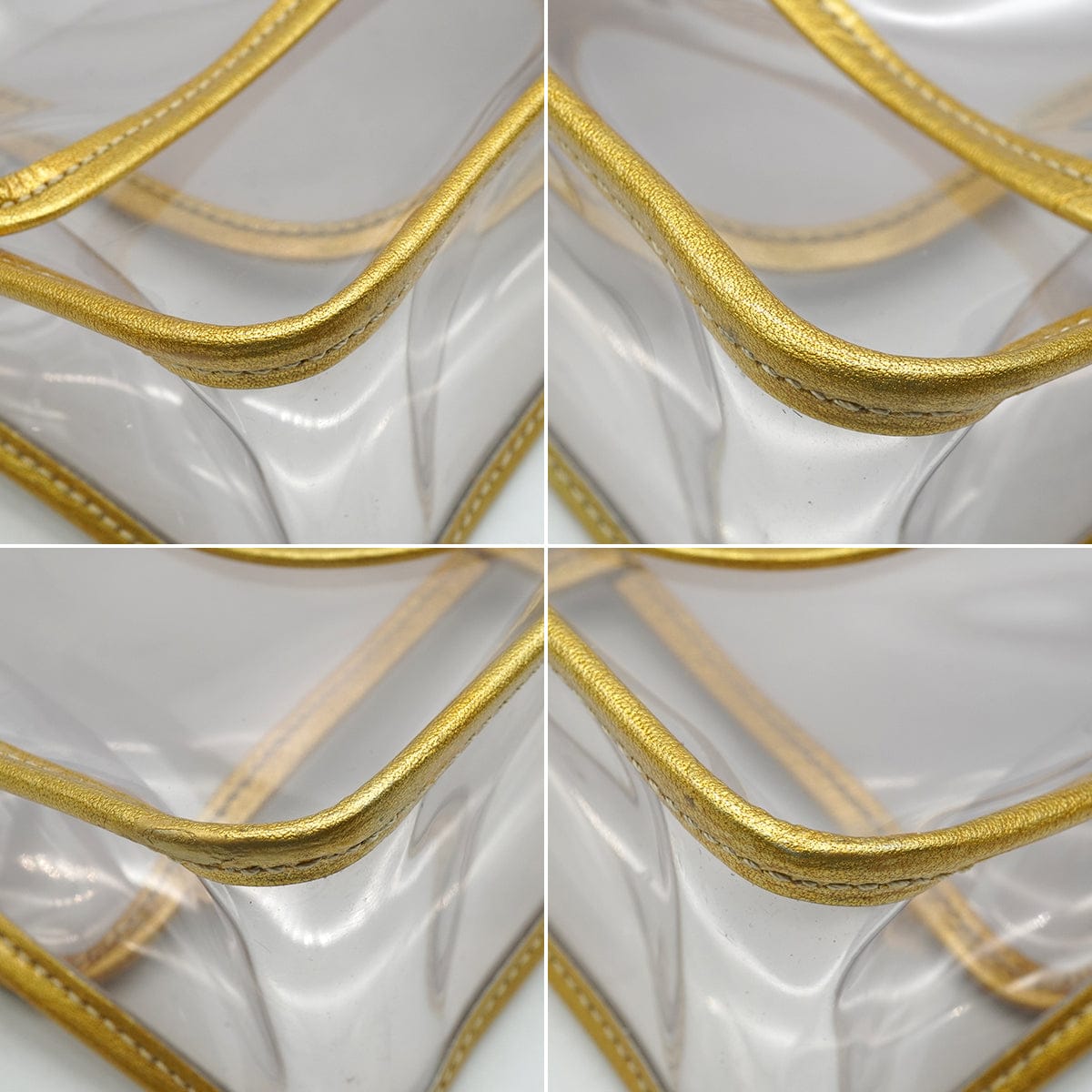 Luxury Promise Japan VINTAGE  CHANEL CHAIN SHOULDER BAG GOLD CLEAR VINYL LEATHER GOLD HARDWARE 90343016