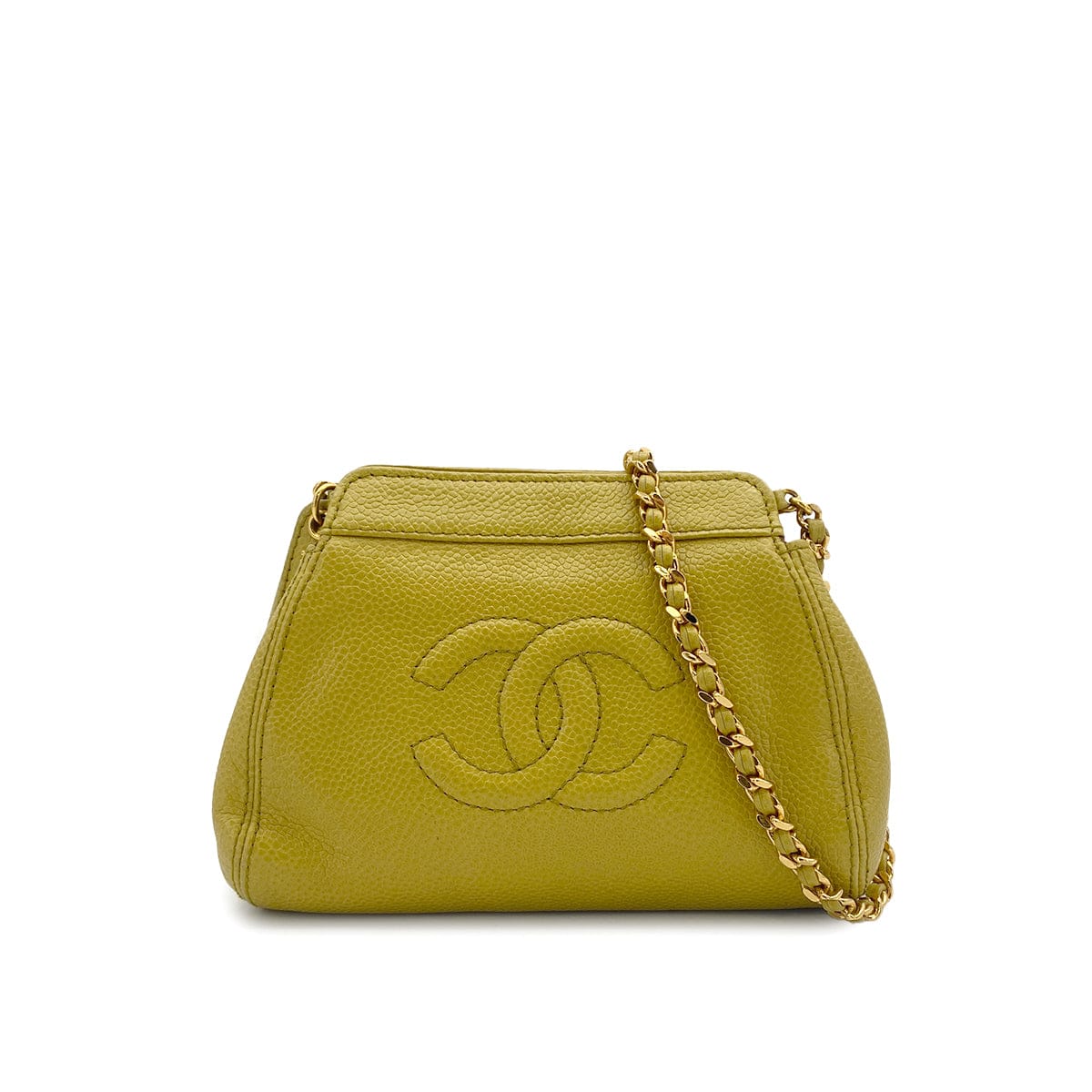 Luxury Promise Japan VINTAGE CHANEL CHAIN SHOULDER BAG YELLOW CAVIAR SKIN GOLD HARDWARE 90317294