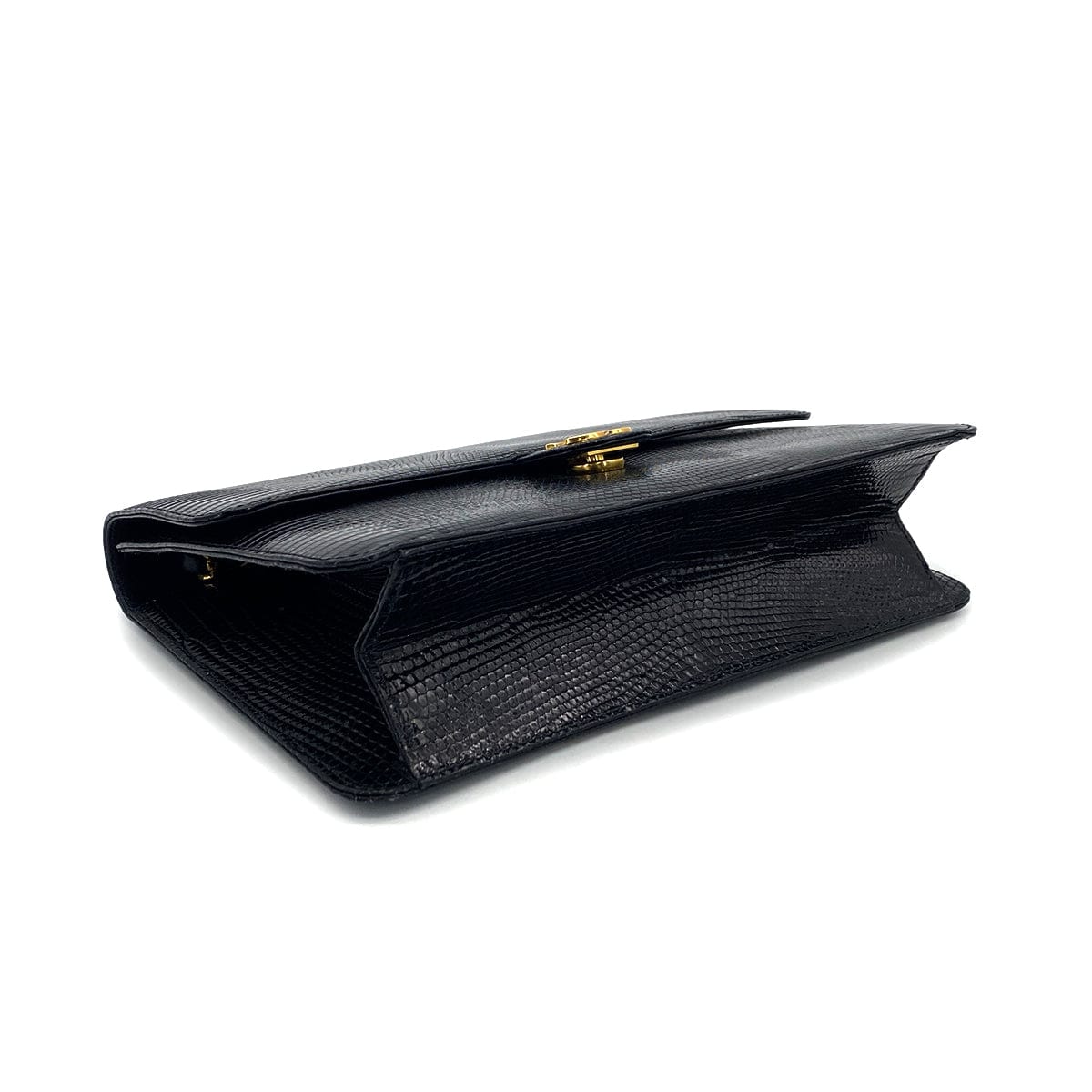 Luxury Promise Japan VINTAGE CHANEL CHAIN SHUOLDER BAG BLACK LIZARD GOLD HARDWARE 90324813